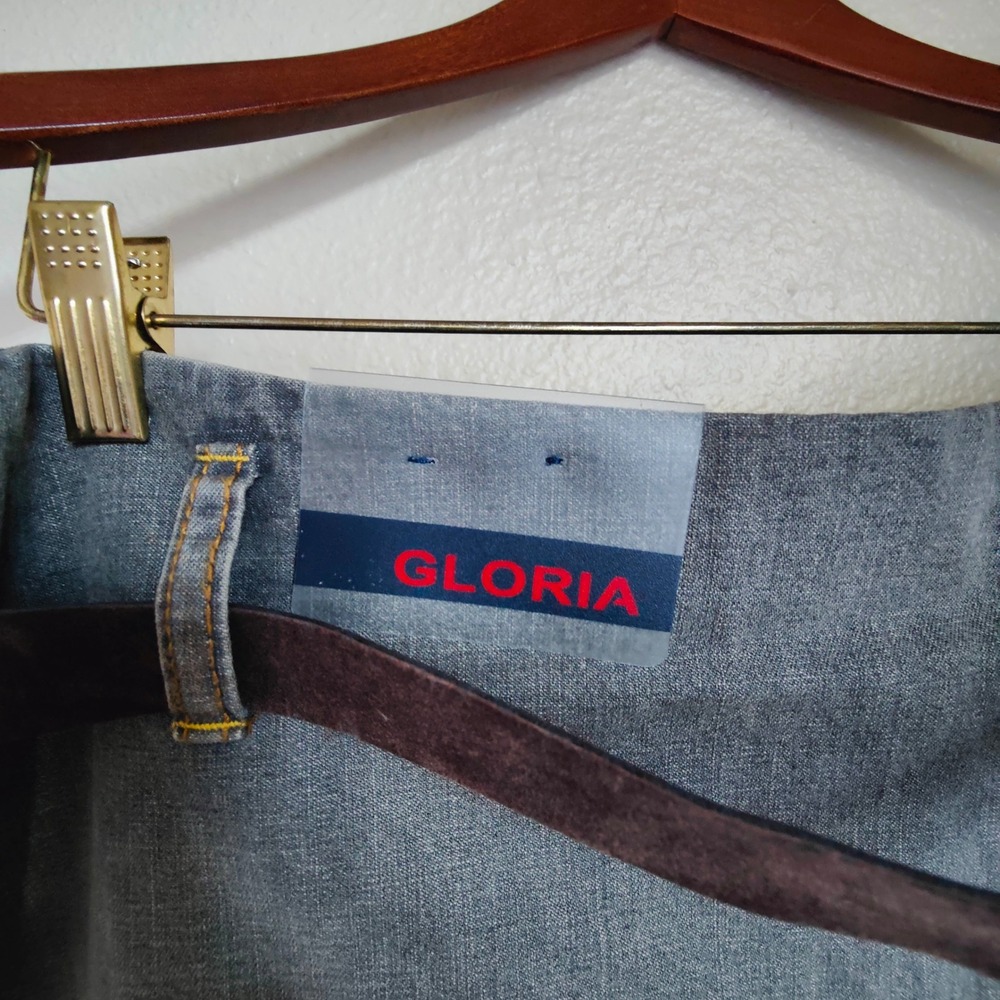 Gloria Vintage Y2K Deadstock Denim Mini Skirt Western Turquoise Belt Festival XL - Picture 4 of 7